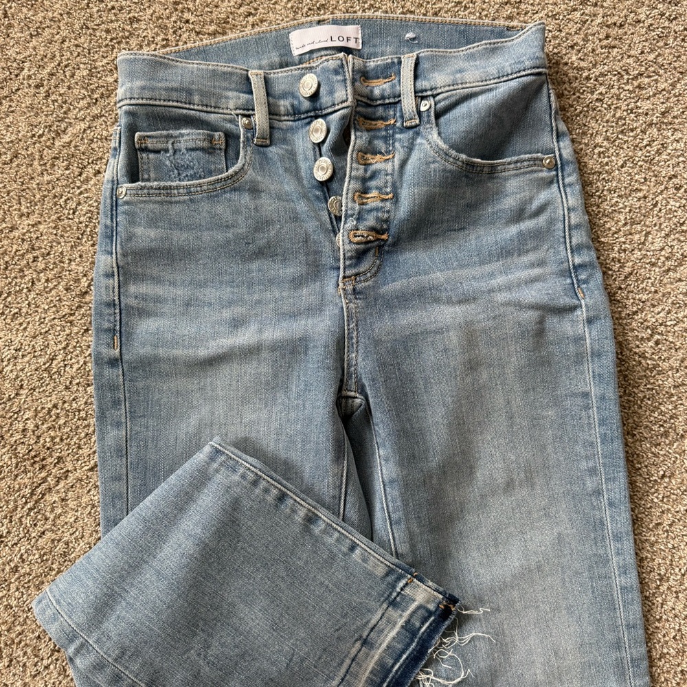 LOFT Kick Crop High-Rise Button-Fly Jeans